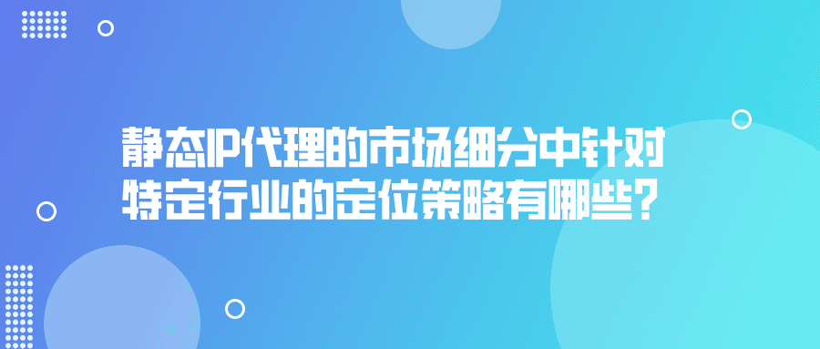 对于长效静态IP代理的市场细分中特定行业的定位策略有哪些？