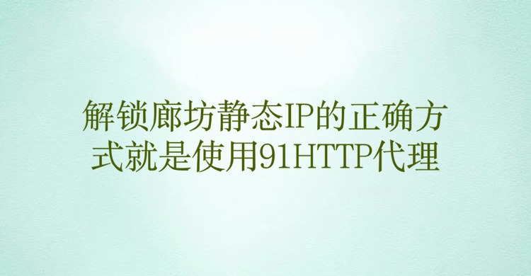 解锁廊坊静态代理IP的正确方式就是使用91HTTP代理