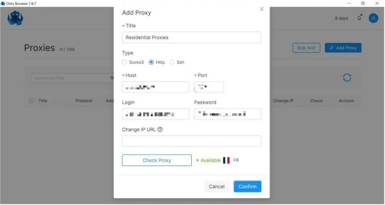 91HTTP代理在Octo Browser浏览器上设置动态包量代理教程